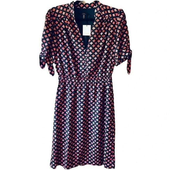 Trina Turk Dress Pink Floral Tie- Sleeve Button Front Blouson Dress Size 2 NWT - Picture 1 of 12